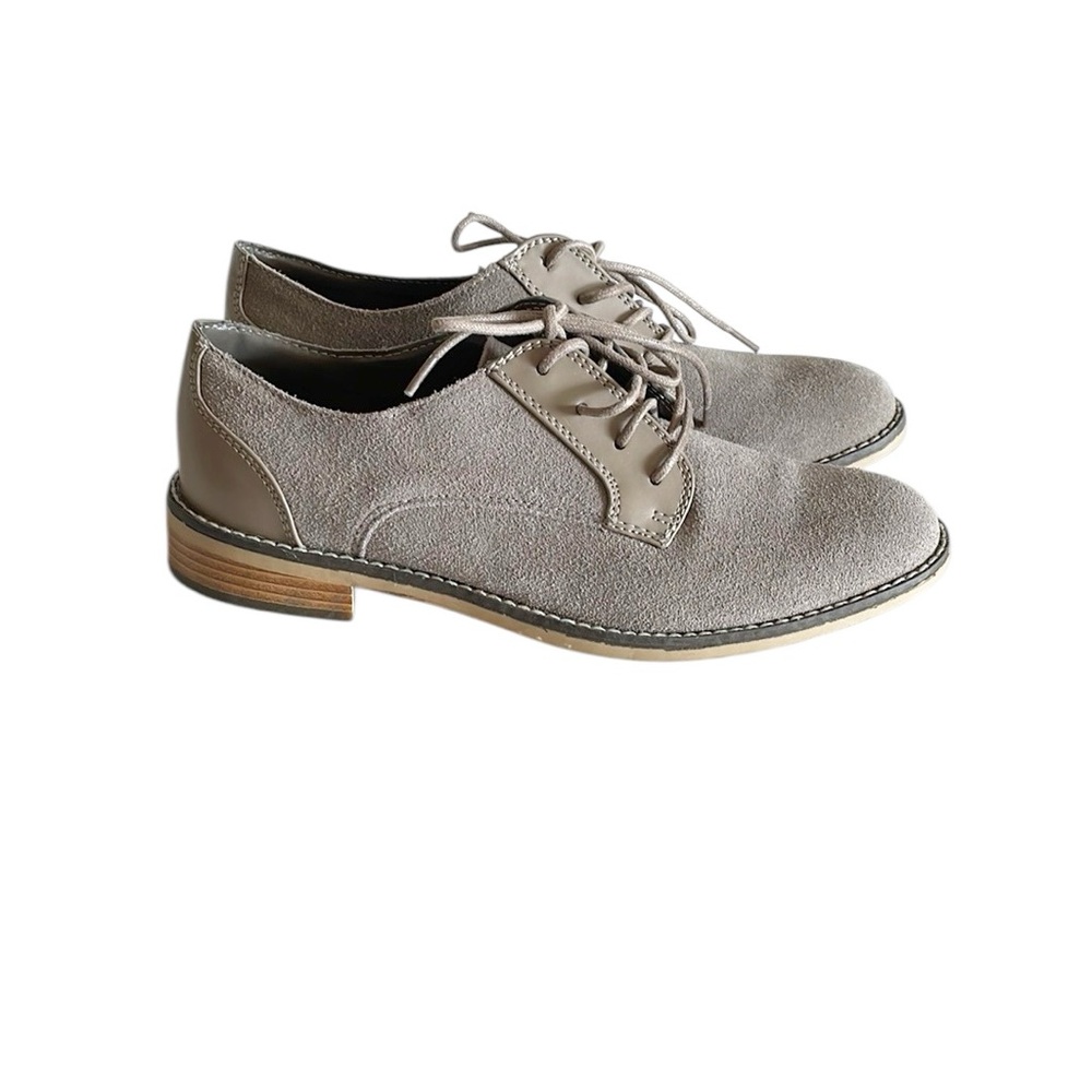 Dolce Vita DV Womens Suede Taupe Lace-Up Low Blocked Heel Oxford Shoes size 9